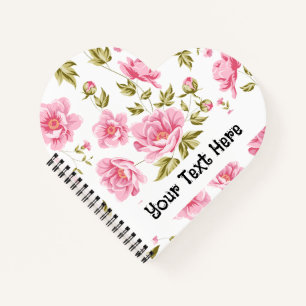 Bloemmotief met roze bloemen en groene bladeren notitieboek