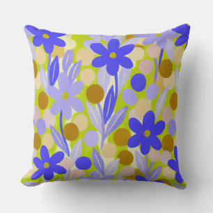 Bloemmotief met stippen in retro groen patroon kussen