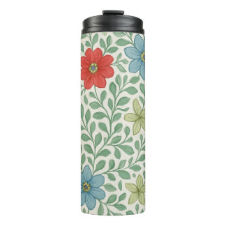 Bloemmotief met vintage inspiratie en ranken thermosbeker