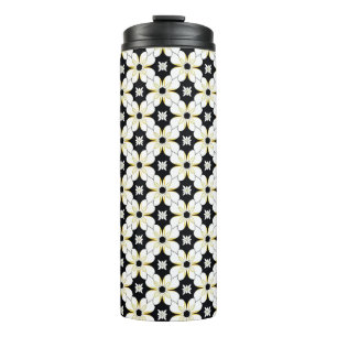 Bloemmotief met witte en gele bloem thermosbeker