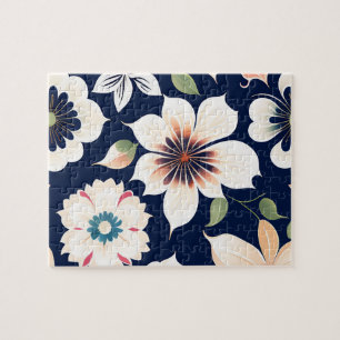 Bloemmotief Mooie Pastelkleuren Witte Bloemen Legpuzzel