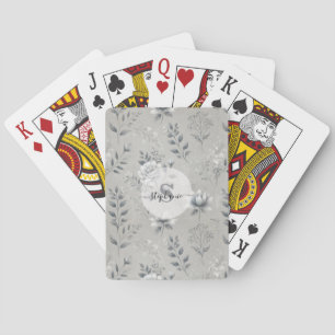  bloemmotief op rustieke grijze achtergrond pokerkaarten