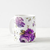 Bloemmotief paars koffiemok (Voorkant links)