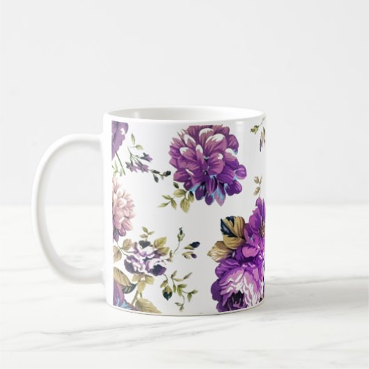 Bloemmotief paars koffiemok (Links)