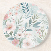 Bloemmotief Pastel Tekening Zandsteen Onderzetter (Voorkant)
