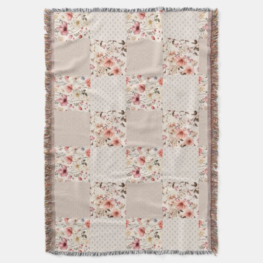  bloemmotief patchwork deken (Voorkant Verticaal)