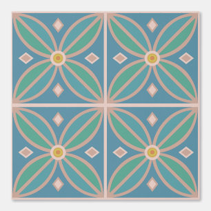 Bloemmotief pauw blauw groen en terracotta behang