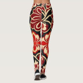  bloemmotief rood groen leggings (Achterkant)