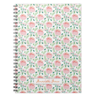 Bloemmotief roze en oranje notitieboek