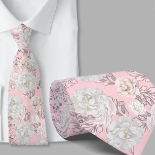Bloemmotief Roze Grote Bloemen Das