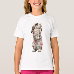 Bloemmotief Staande Konijn Kinderen T-shirt