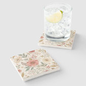 Bloemmotief  stenen onderzetter (Zijkant)