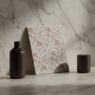 Bloemmotief Terracotta Toile Patroon Tegeltje