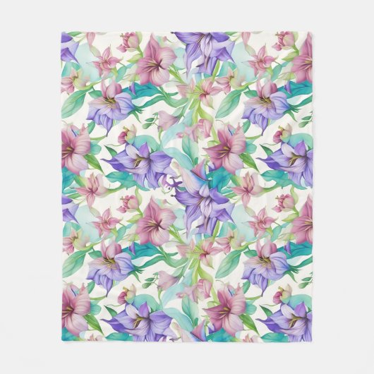 Bloemmotief Tiare Bloemen Fleece Deken (Voorkant)