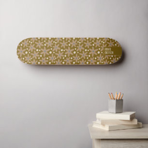 Bloemmotief van Abstracte Bruine Madeliefjes Skateboard