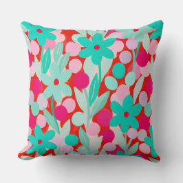 Bloemmotieven in rood patroon kussen