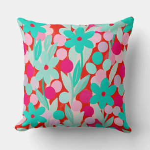 Bloemmotieven in rood patroon kussen