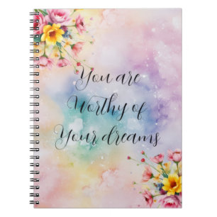 Bloemmotivatienotitieboekje Esthetisch Pastel Notitieboek