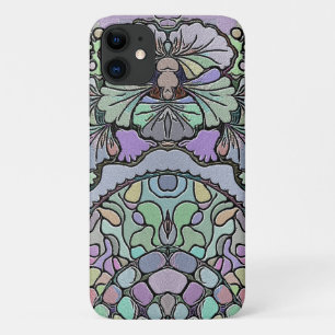 Bloemmozaïek paarse panty bloemig elegant  iPhone 11 hoesje