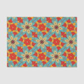  bloemmozaïekTegels - Blauwgroen, Oranje, rood Tissuepapier (Voorkant)