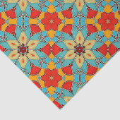  bloemmozaïekTegels - Blauwgroen, Oranje, rood Tissuepapier (Detail)