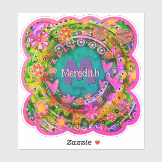 Bloemnaam & Initiaal Inspirivity FunPersonalized Sticker (Vel)