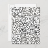 Bloemontwerp Doodle Briefkaart (Voorkant / Achterkant)