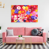 Bloemontwerp van Dalhia, Oosterse lelies, Canvas Afdruk (Insitu (Woonkamer))