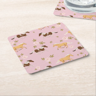 bloempaard vierkante kartonnen onderzetter