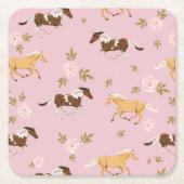  bloempaard vierkante kartonnen onderzetter (Voorkant)