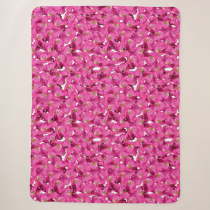 Bloempapavers roze patroon. sherpa deken