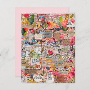 Bloempapier Collage Inspirerend woorden Kaarten