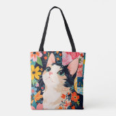 Bloempatchwork kat draagtas (Achterkant)