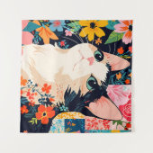 Bloempatchwork kat wandkleed (Voorkant (horizontaal))