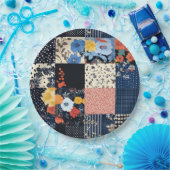  Bloempatchwork Patchwork Pattern (9) Papieren Bordje (Feest)