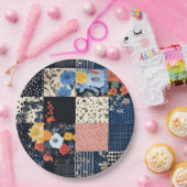  Bloempatchwork Patchwork Pattern (9) Papieren Bordje (Feest)