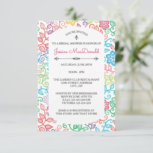 Bloempatroon - 3x5 Bruids Douche Uitnodiging (Staand voorkant)