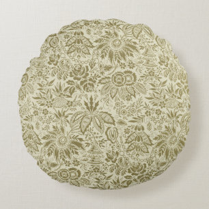 Bloempatroon Antiek Damask Paisley Rond Kussen