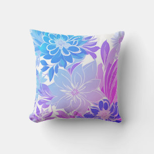 Bloempatroon, Aqua, Blauw, Paarse, Roze Buitenkussen