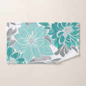 Bloempatroon, Aqua, Blauwgroen, Turquoise en Grijs Bad Handdoek (Handdoek)