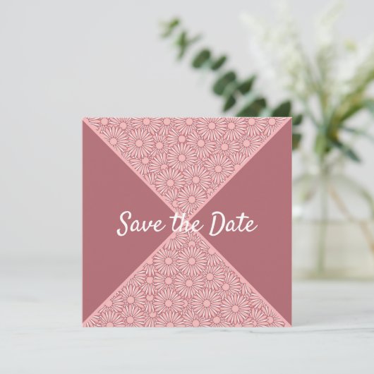 Bloempatroon Bewaar de datum Save The Date (Staand voorkant)