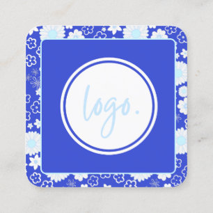BLOEMPATROON BLOEMEN BLAUW BEDRIJF LOGO VIERKANTE VISITEKAARTJE