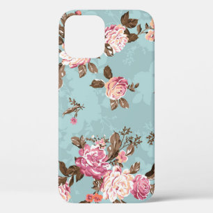 bloempatroon design textiel illustratie, achterzij iPhone 12 hoesje