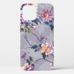 bloempatroon design textiel illustratie, bac iPhone 12 hoesje