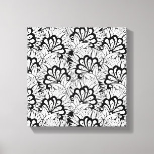 Bloempatroon Doodle 6 Canvas Afdruk