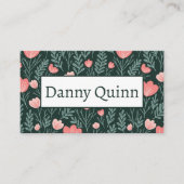 Bloempatroon Elegant Botanisch Roze Groen Visitekaartje (Voorkant)