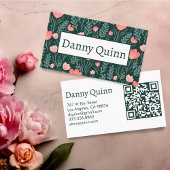 Bloempatroon Elegant Botanisch Roze Groen Visitekaartje