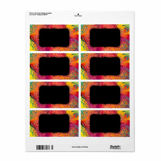 Bloempatroon en Waterverf Abstract schilderij Etiket (Full Sheet)