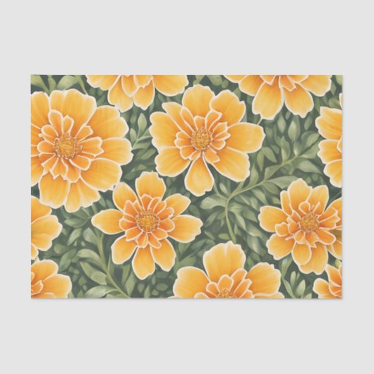 Bloempatroon goudsbloem bloemen tissuepapier (Voorkant)