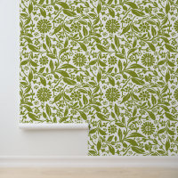 Bloempatroon Groen Wit Antiek Look